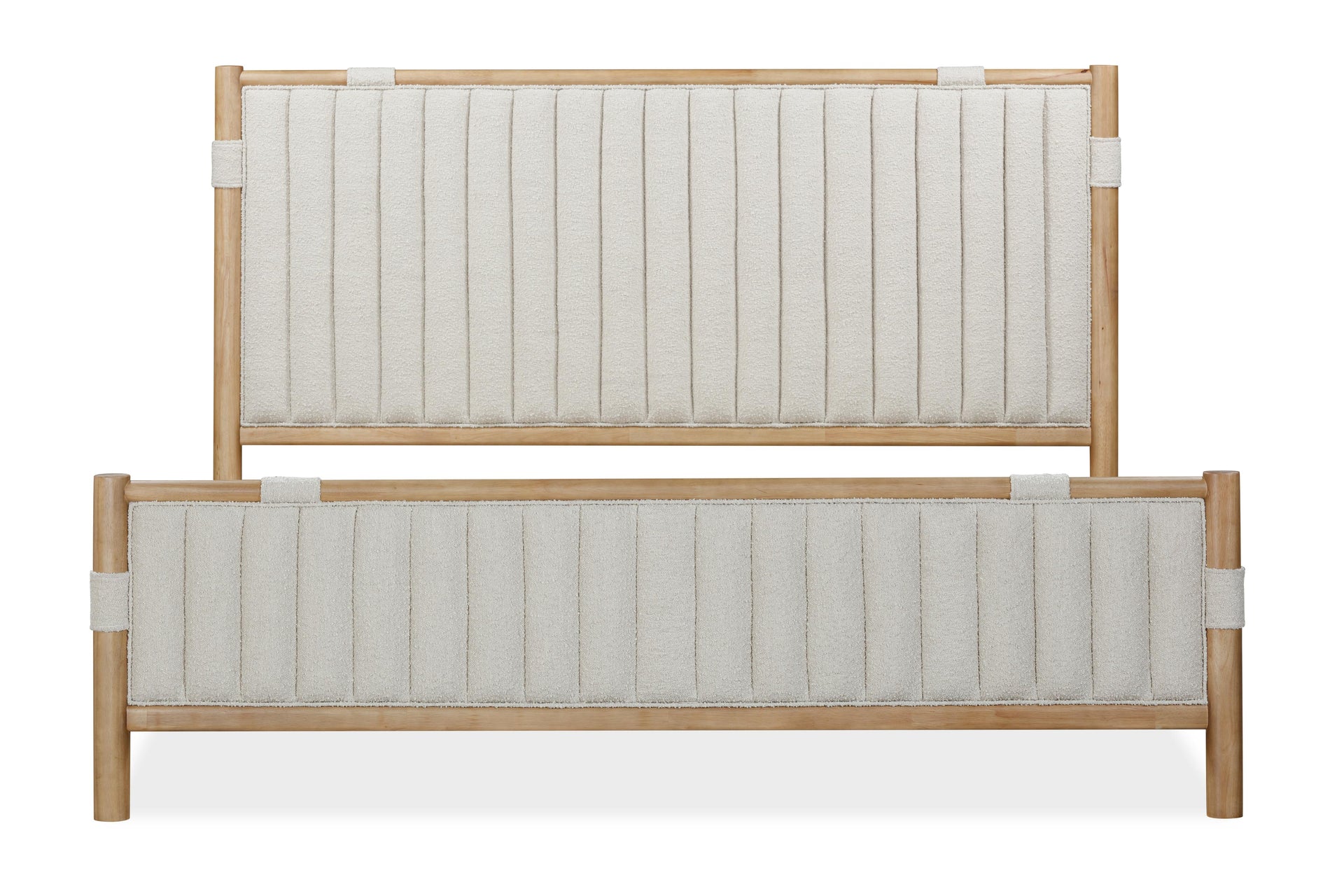 Furano Upholstered Panel Bed in Ginger and Brun Boucle - What A Room