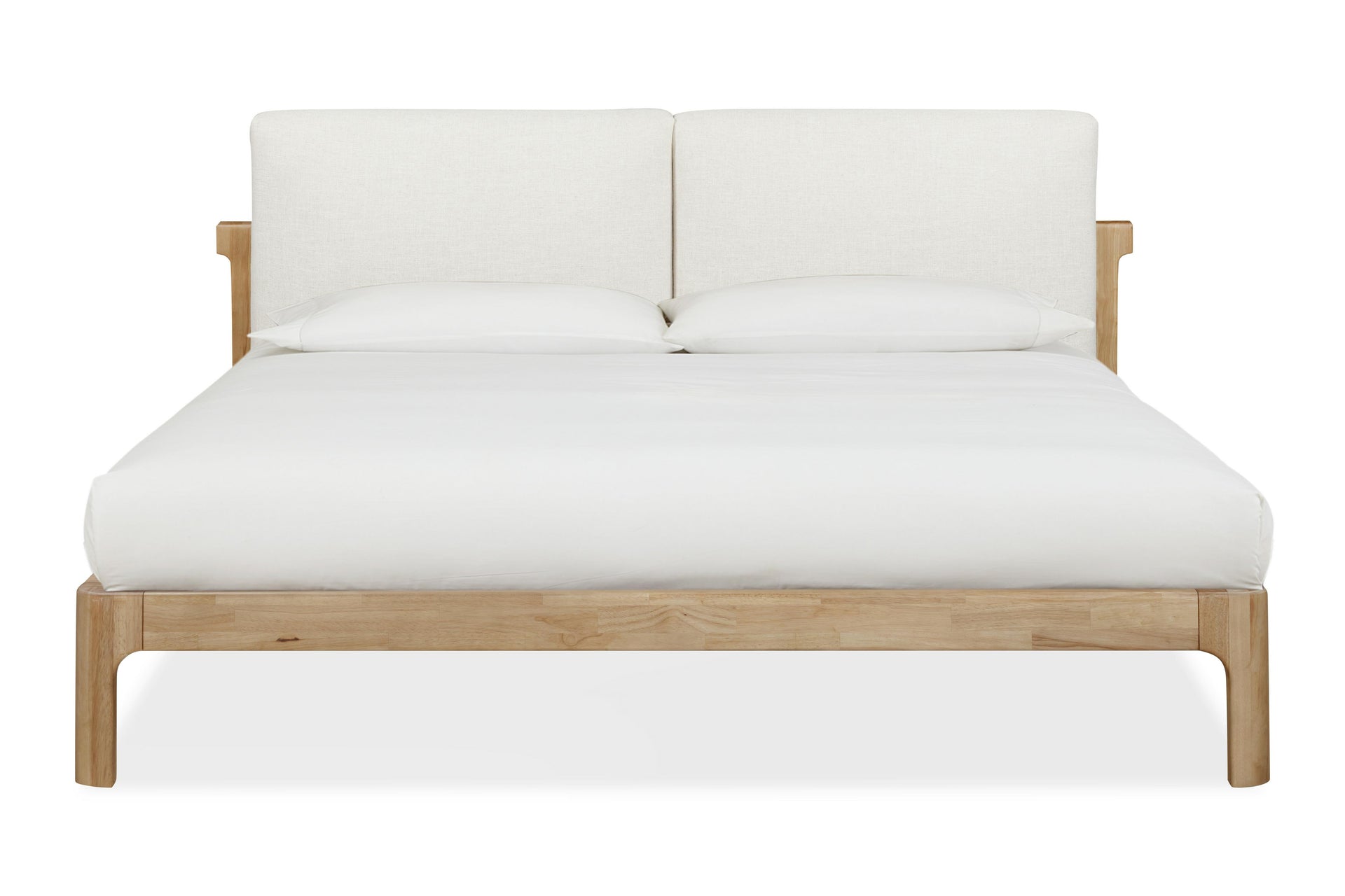 Furano Upholstered Two Cushion Platform Bed in Ginger and Natural Linen - What A Room