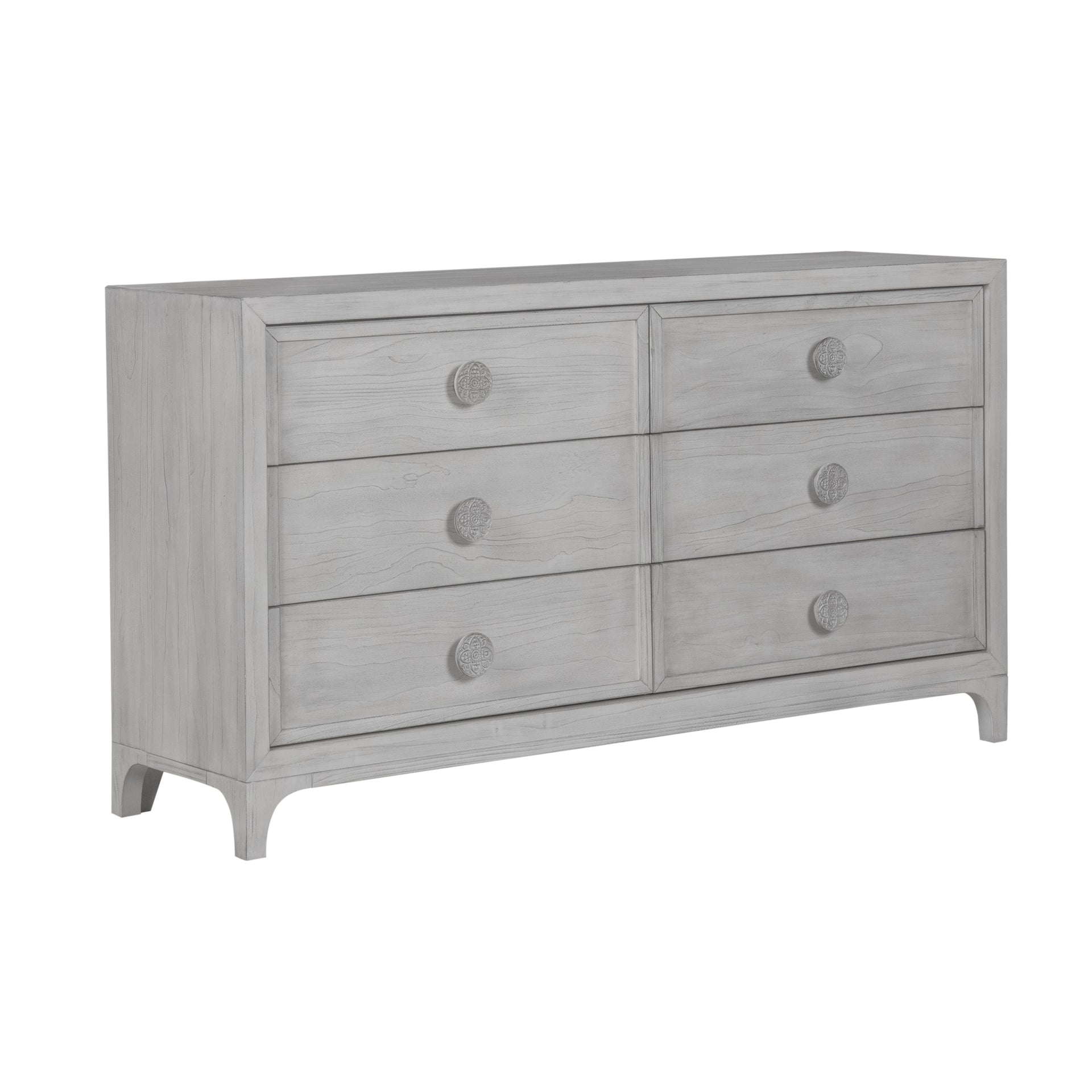 Boho Chic Six-Drawer Dresser in Washed White - What A Room