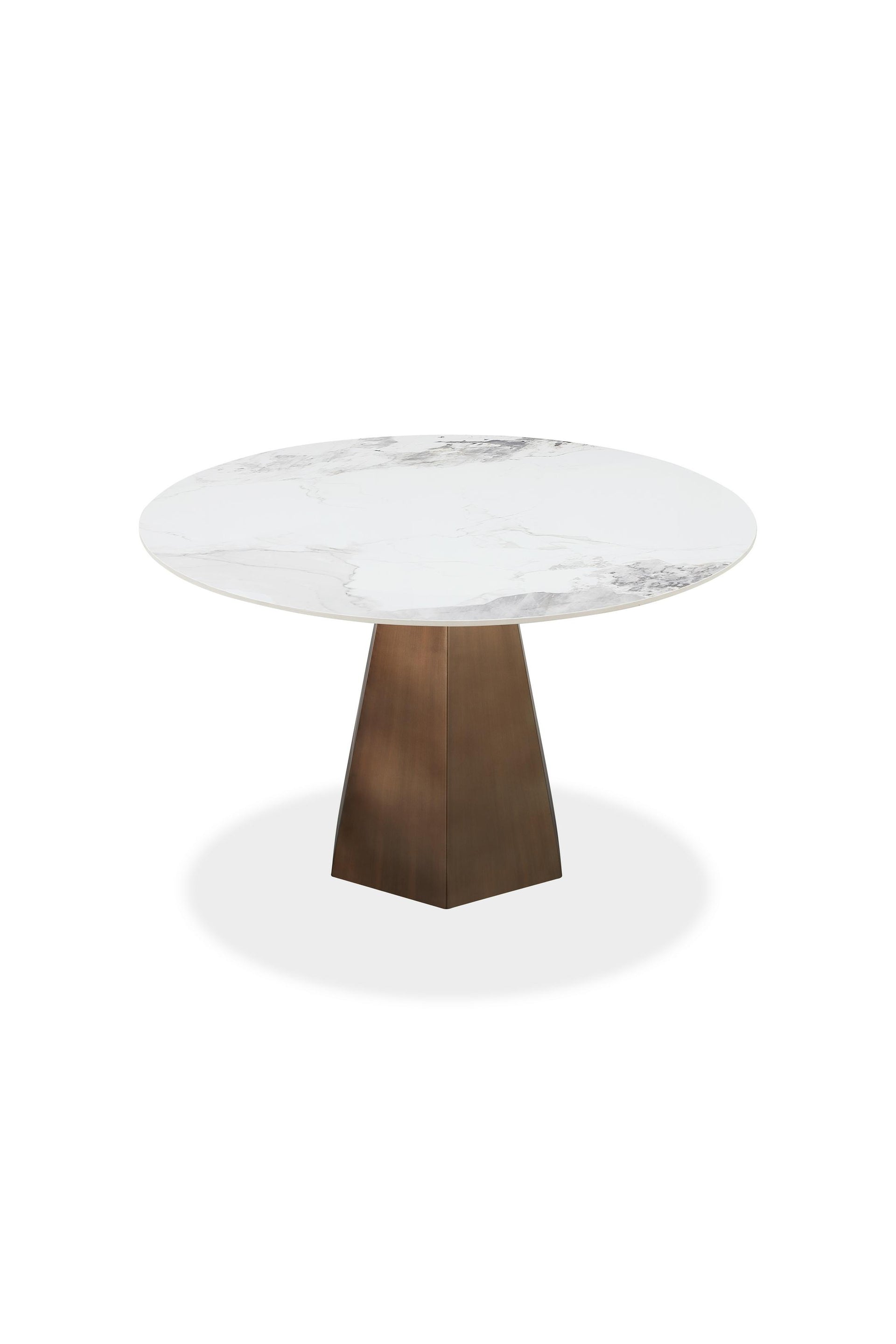 Carmel Stone Top Round Dining Table in Chanelle and Bronze - What A Room