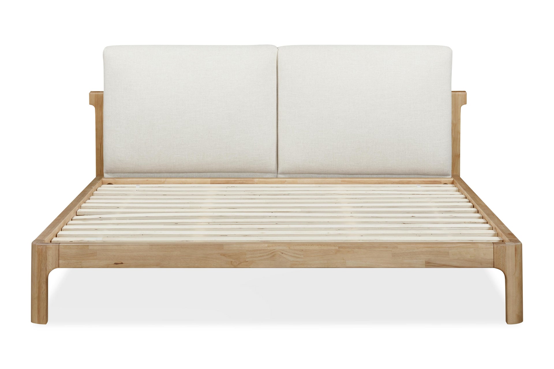Furano Upholstered Two Cushion Platform Bed in Ginger and Natural Linen - What A Room