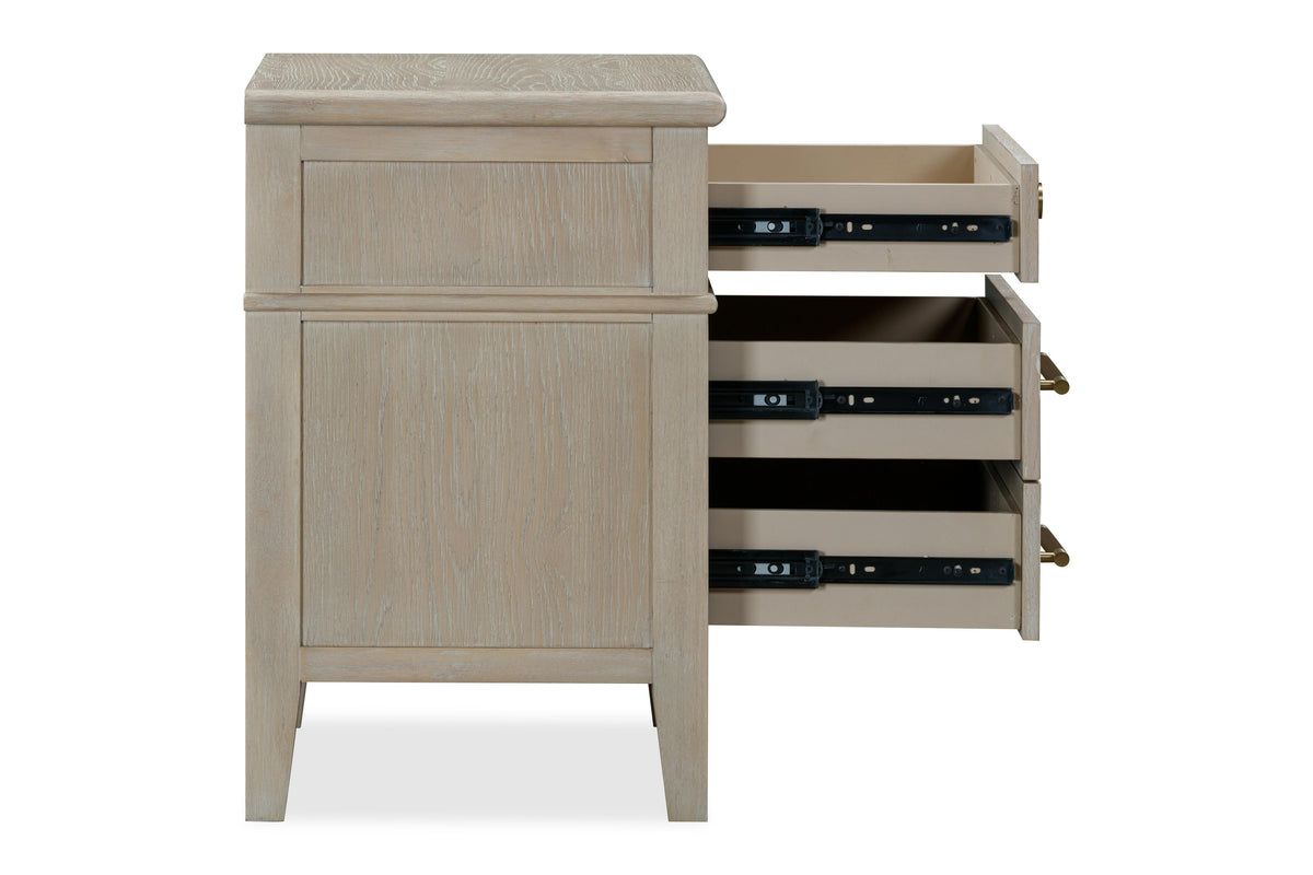 Camden Three Drawer Oak Wood Nightstand in Chai - What A Room