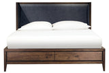 Boracay Upholstered Wingback Storage Bed in Wild Oats Brown - What A Room