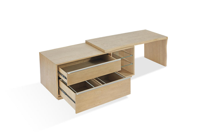 One Live Edge Edge Executive Desk in White Oak and Glass - What A Room