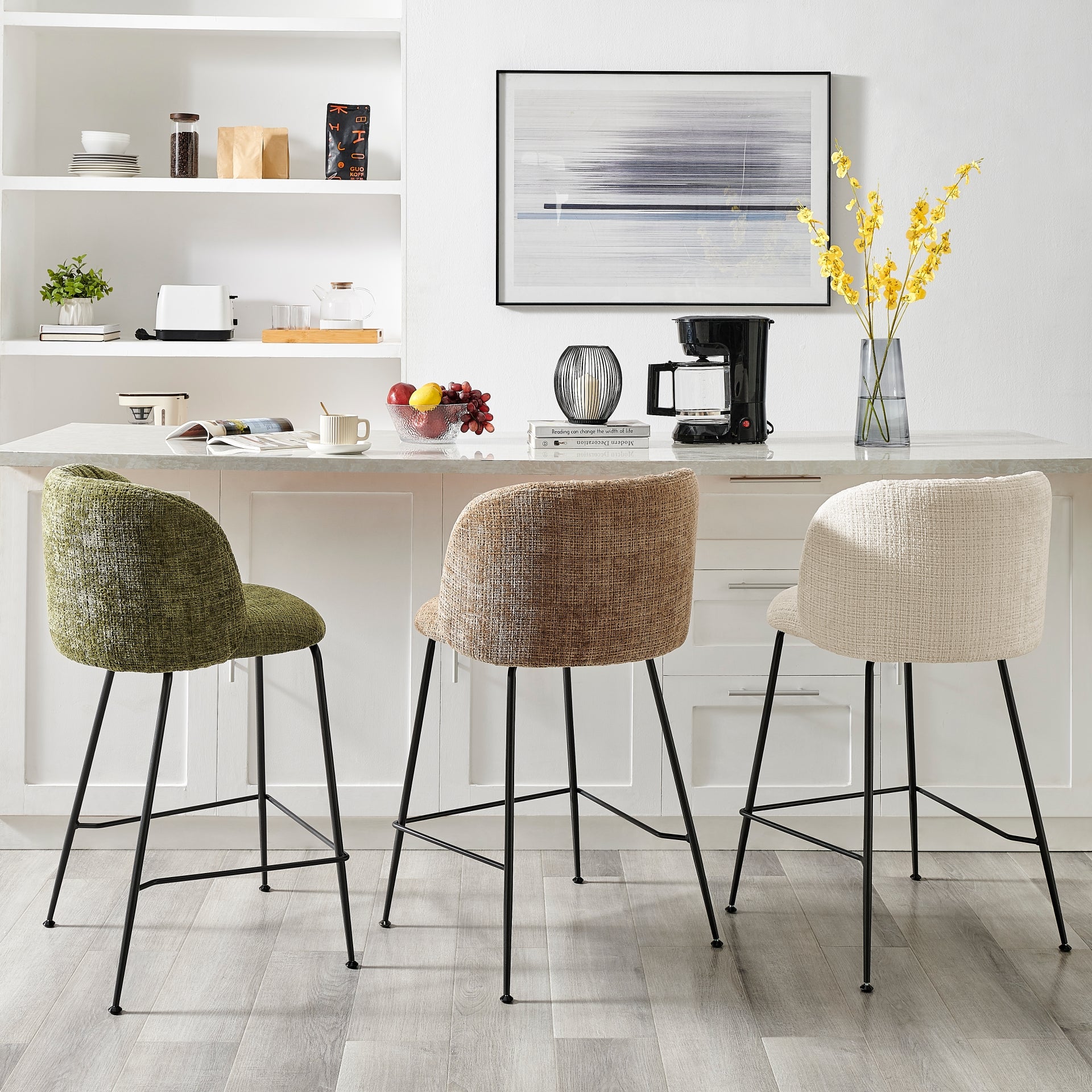 Millie  Fabric Counter Stool (Set of 2) - What A Room