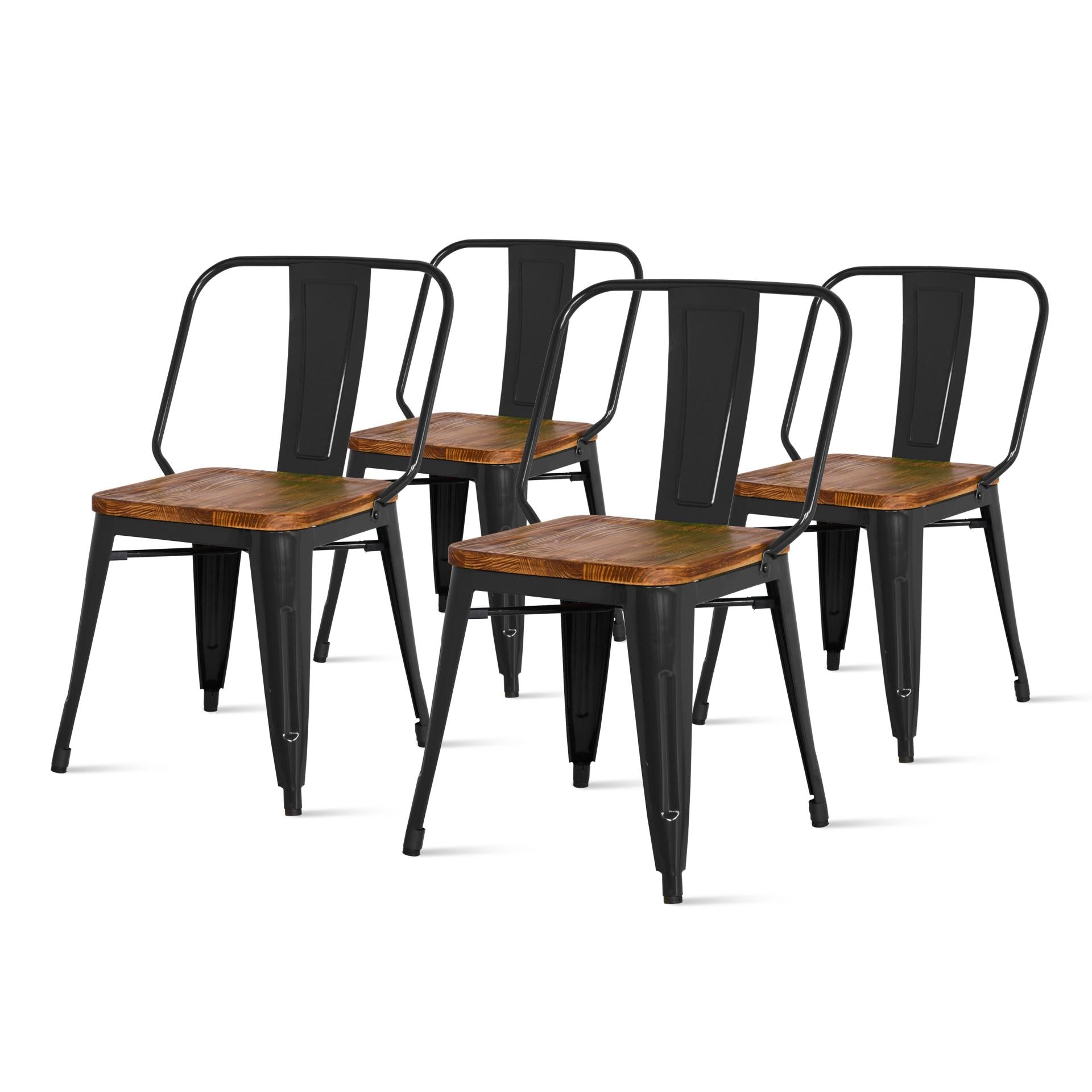 Brian Metal Dining Side Chair Wood Seat (Set of 4) - What A Room