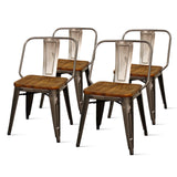 Brian Metal Dining Side Chair Wood Seat (Set of 4) - What A Room