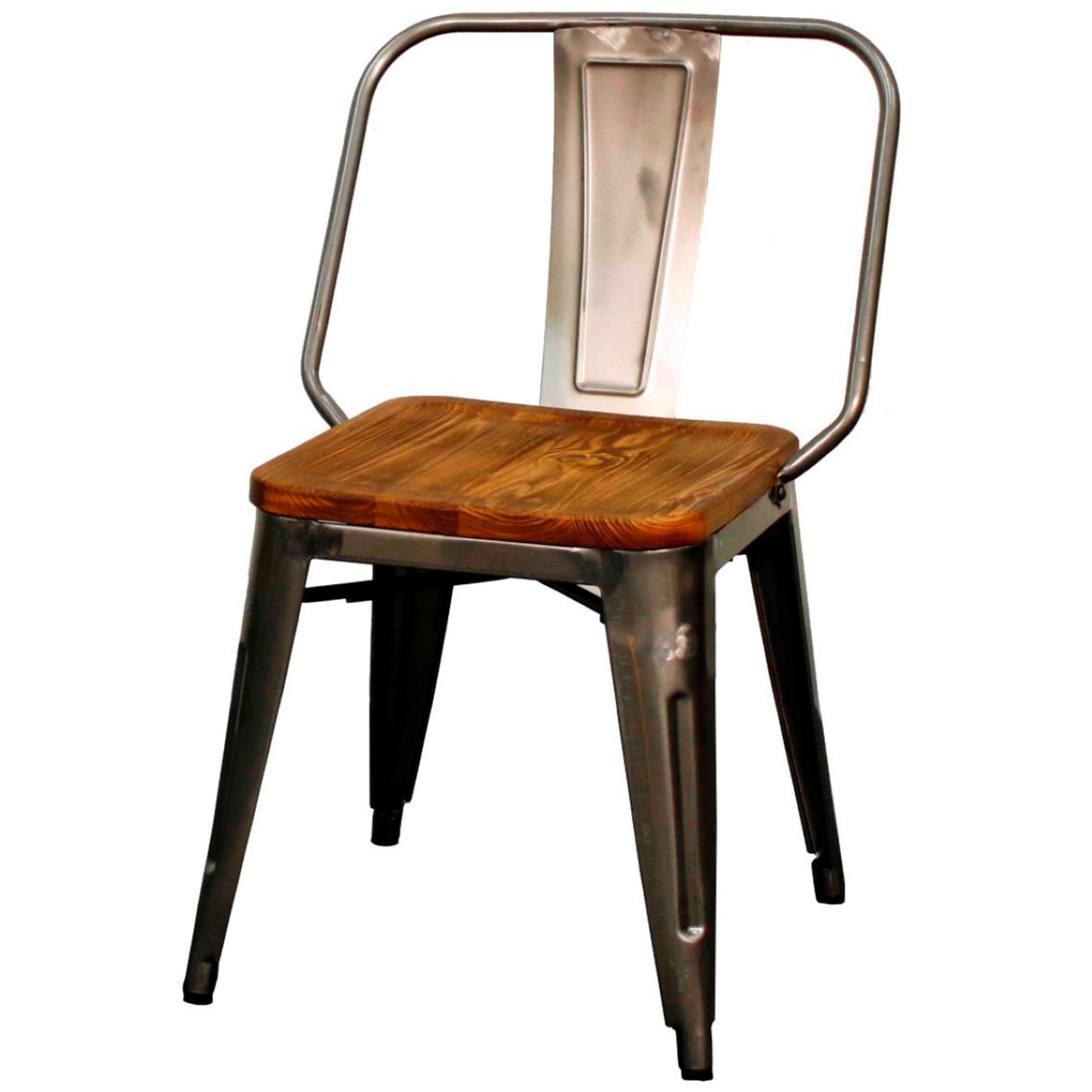 Brian Metal Dining Side Chair Wood Seat (Set of 4) - What A Room