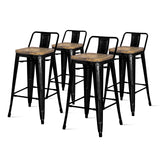 Metropolis  Low Back Counter Stool Wood Seat (Set of 4) - What A Room