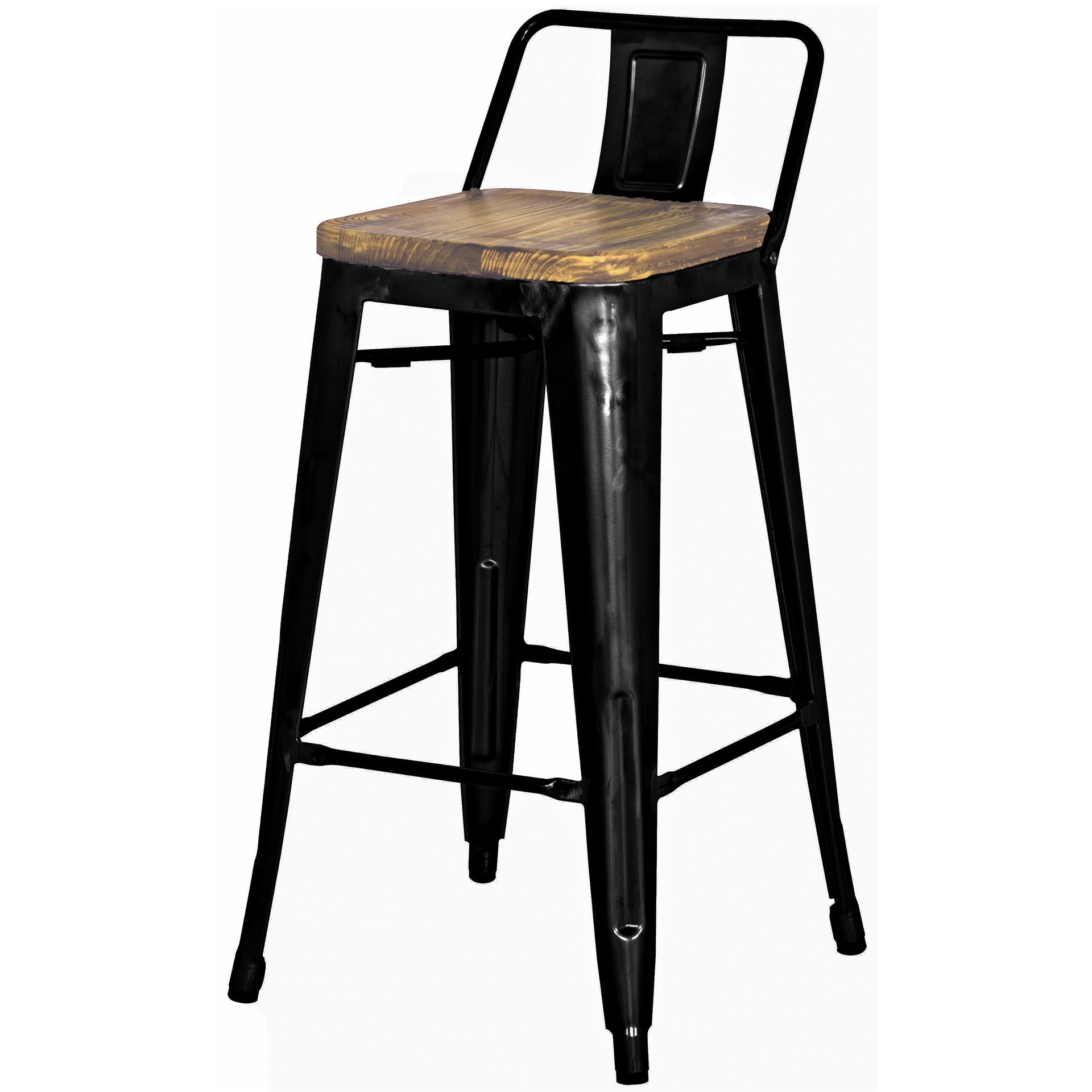 Metropolis  Low Back Counter Stool Wood Seat (Set of 4) - What A Room