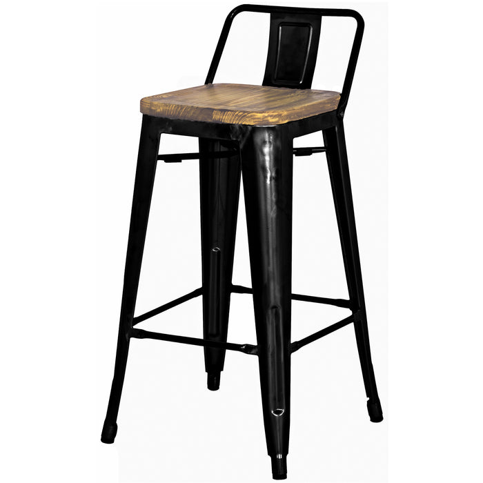 Metropolis  Low Back Counter Stool Wood Seat (Set of 4) - What A Room