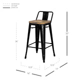 Metropolis  Low Back Counter Stool Wood Seat (Set of 4) - What A Room