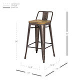 Metropolis Low Back Stool Wood Seat (Set of 4) - What A Room