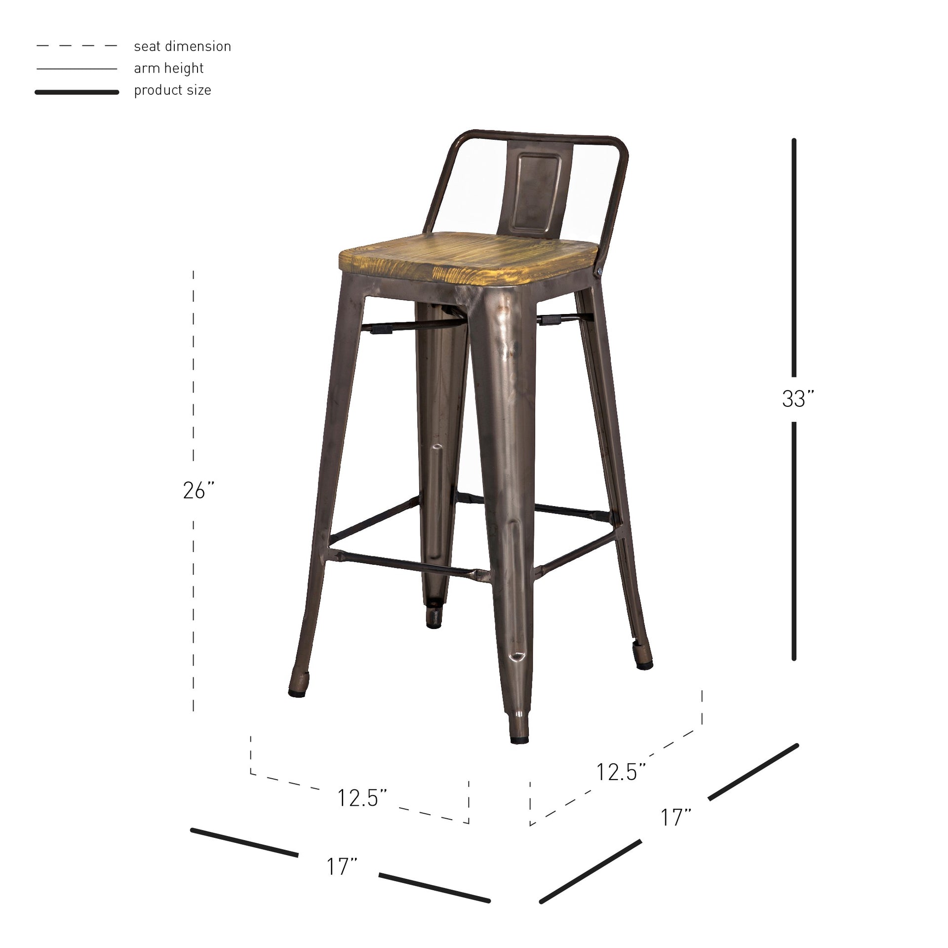 Metropolis Low Back Stool Wood Seat (Set of 4) - What A Room