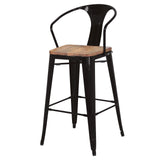 Metropolis  Metal Stool Wood Seat - What A Room