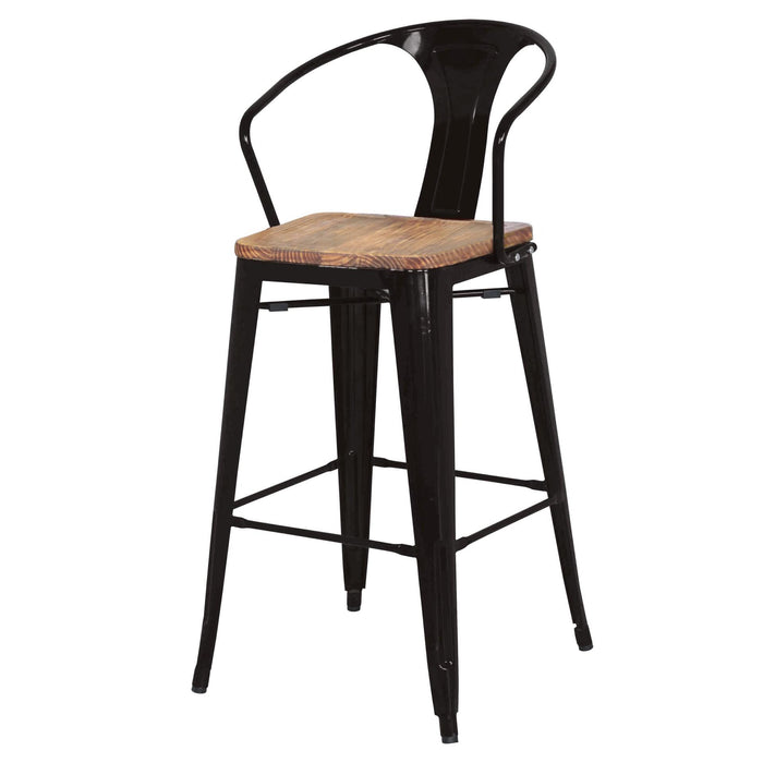 Metropolis  Metal Stool Wood Seat - What A Room