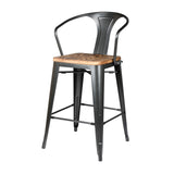 Metropolis  Metal Counter Stool Wood Seat (Set of 4) - What A Room