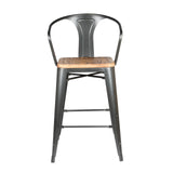 Metropolis  Metal Counter Stool Wood Seat (Set of 4) - What A Room