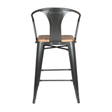 Metropolis  Metal Counter Stool Wood Seat (Set of 4) - What A Room