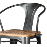 Metropolis  Metal Counter Stool Wood Seat (Set of 4) - What A Room