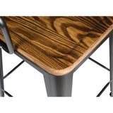 Metropolis  Metal Counter Stool Wood Seat (Set of 4) - What A Room