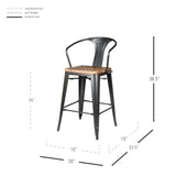 Metropolis  Metal Counter Stool Wood Seat (Set of 4) - What A Room