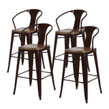 Metropolis  Metal Bar Stool Wood Seat (Set of 4) - What A Room