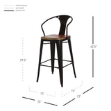 Metropolis  Metal Bar Stool Wood Seat (Set of 4) - What A Room