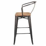 Metropolis  Metal Bar Stool Wood Seat (Set of 4) - What A Room