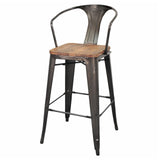 Metropolis  Metal Bar Stool Wood Seat (Set of 4) - What A Room