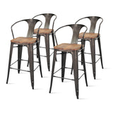 Metropolis  Metal Bar Stool Wood Seat (Set of 4) - What A Room