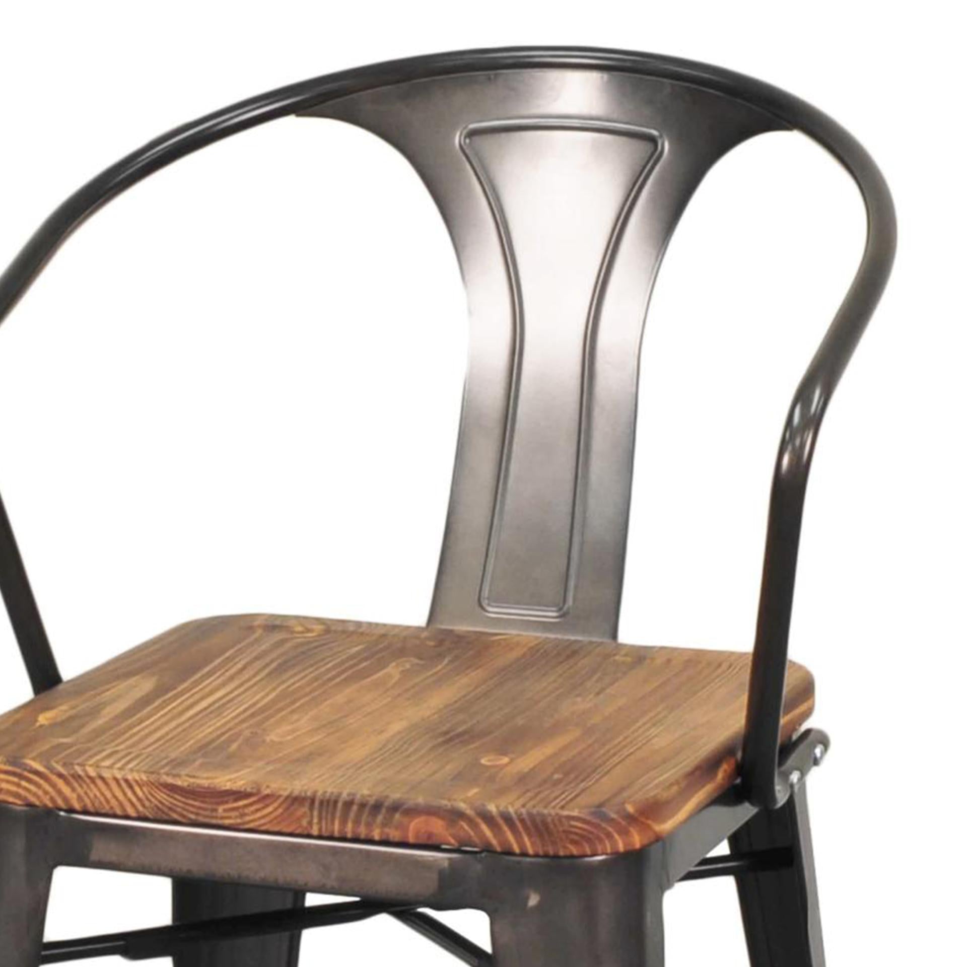 Metropolis  Metal Bar Stool Wood Seat (Set of 4) - What A Room