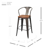 Metropolis  Metal Bar Stool Wood Seat (Set of 4) - What A Room