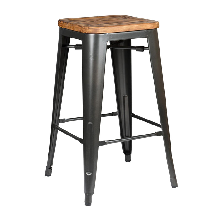 Metropolis Backless Counter Stool  Wood Seat (Set of 4) - What A Room