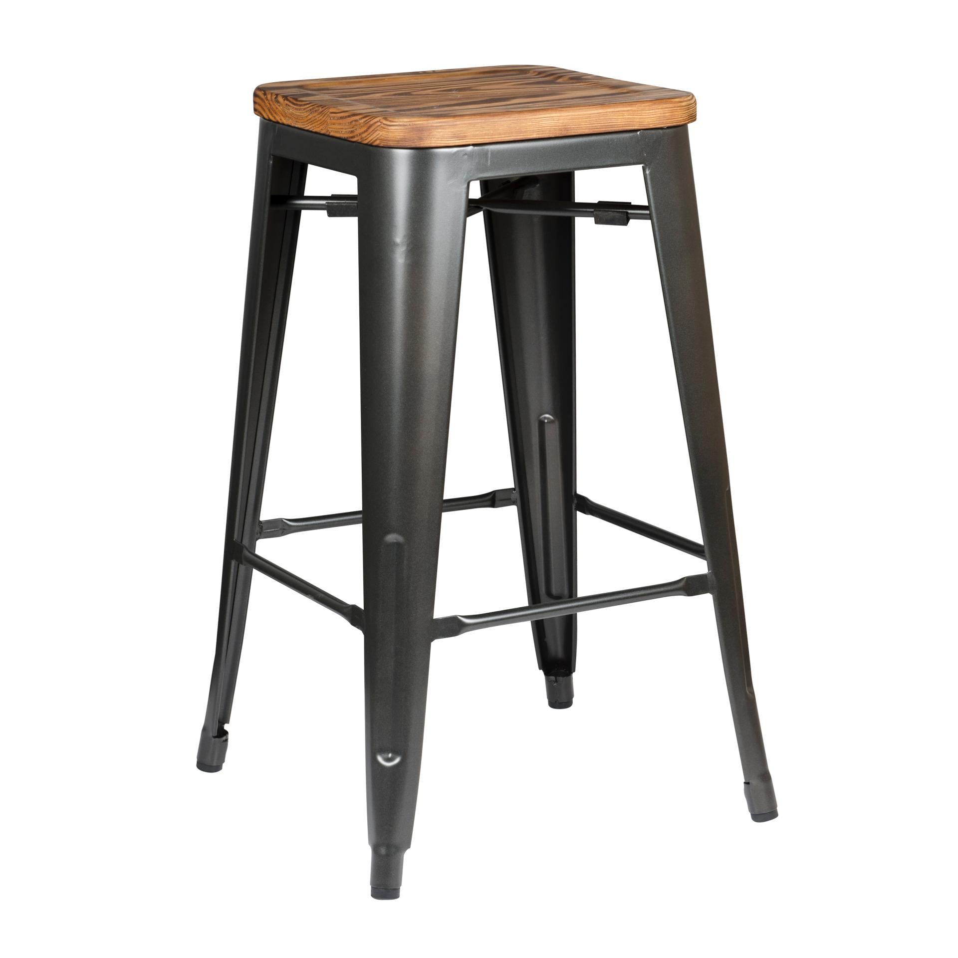 Metropolis Backless Counter Stool  Wood Seat (Set of 4) - What A Room