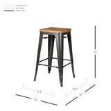Metropolis Backless Counter Stool  Wood Seat (Set of 4) - What A Room