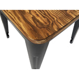 Metropolis Metal Dining Side Arm Chair Wood Seat (Set of 4) - What A Room