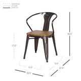 Metropolis Metal Dining Side Arm Chair Wood Seat (Set of 4) - What A Room