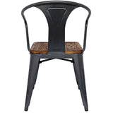 Metropolis Metal Dining Side Arm Chair Wood Seat (Set of 4) - What A Room