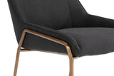 Cyrus Upholstered Dining Chair in Coal Fabric and Brushed Bronze Metal (Set of 2) - What A Room