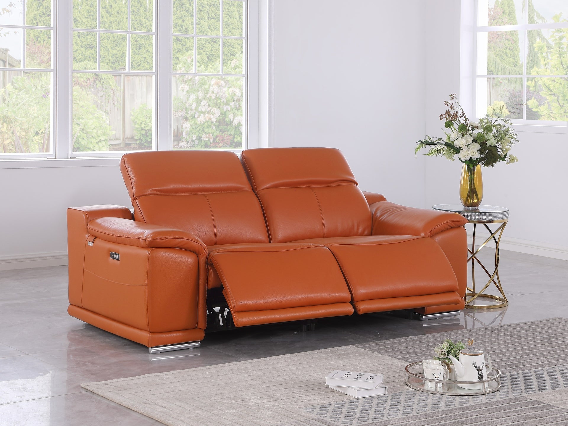 9762 DivanItalia Modular Power Reclining Sofa Top Grain Italian Leather Sets - What A Room