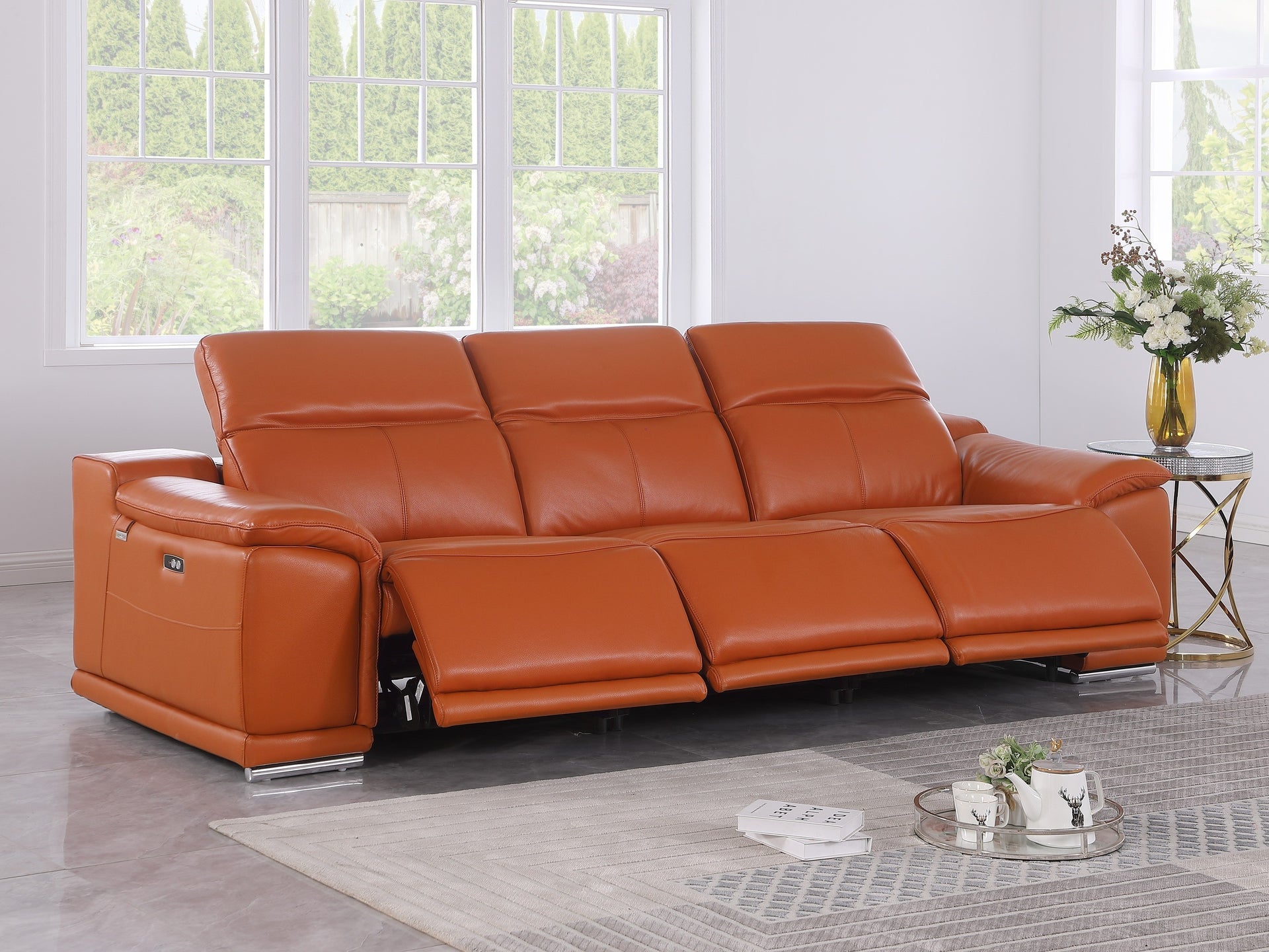 9762 DivanItalia Modular Power Reclining Sofa Top Grain Italian Leather Sets - What A Room