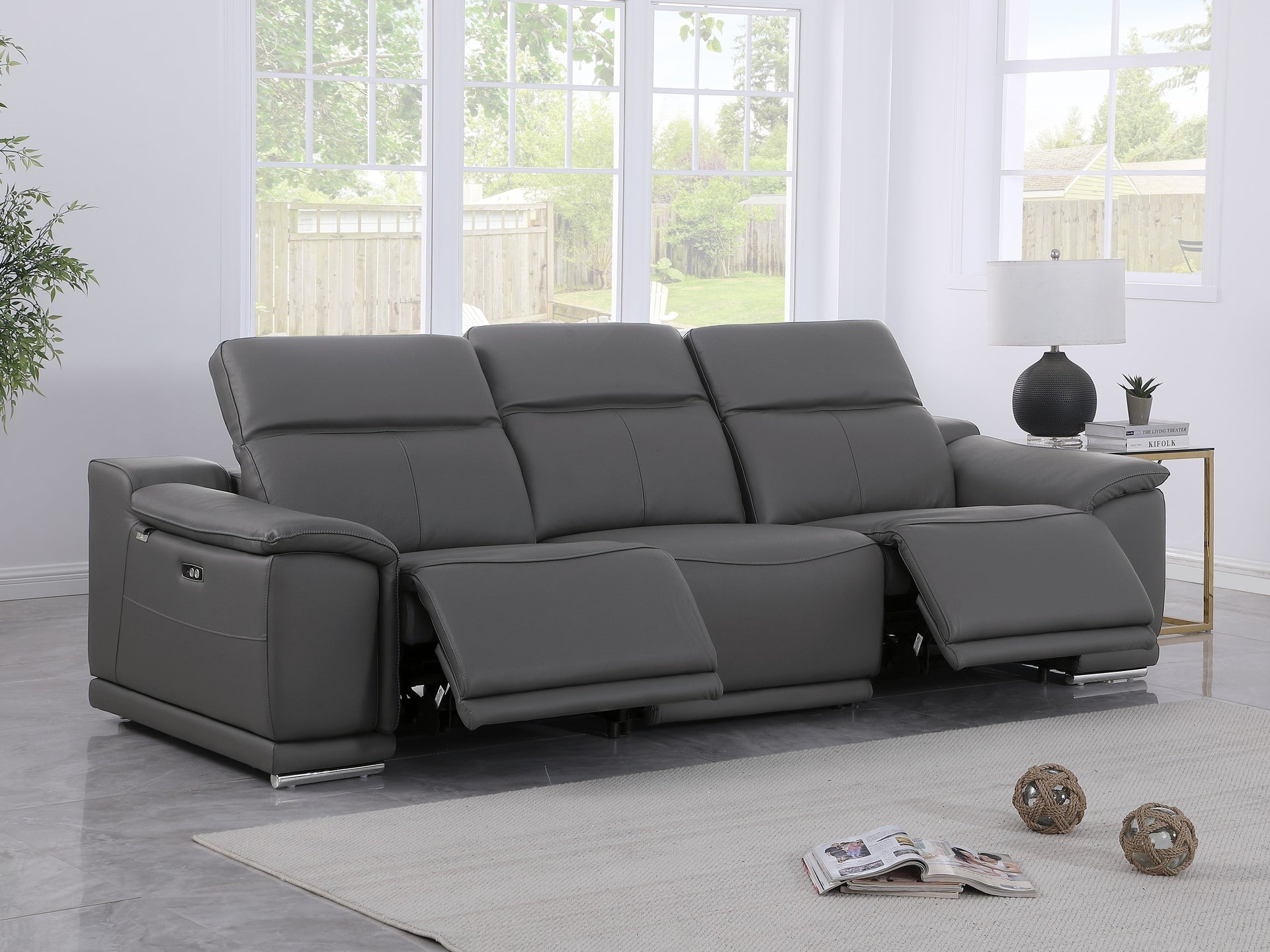 9762 DivanItalia Modular Power Reclining Sofa Top Grain Italian Leather Sets - What A Room