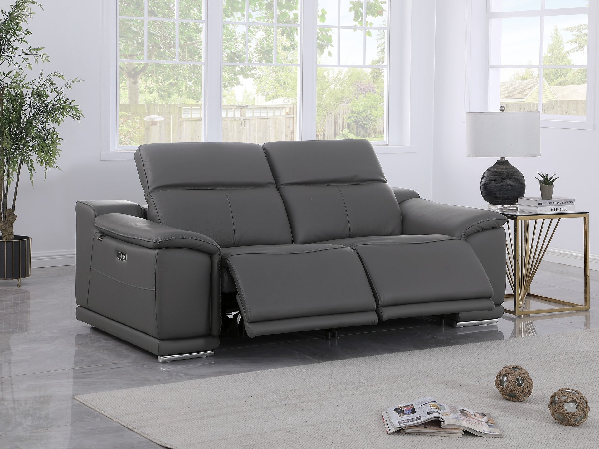 9762 DivanItalia Modular Power Reclining Sofa Top Grain Italian Leather Sets - What A Room