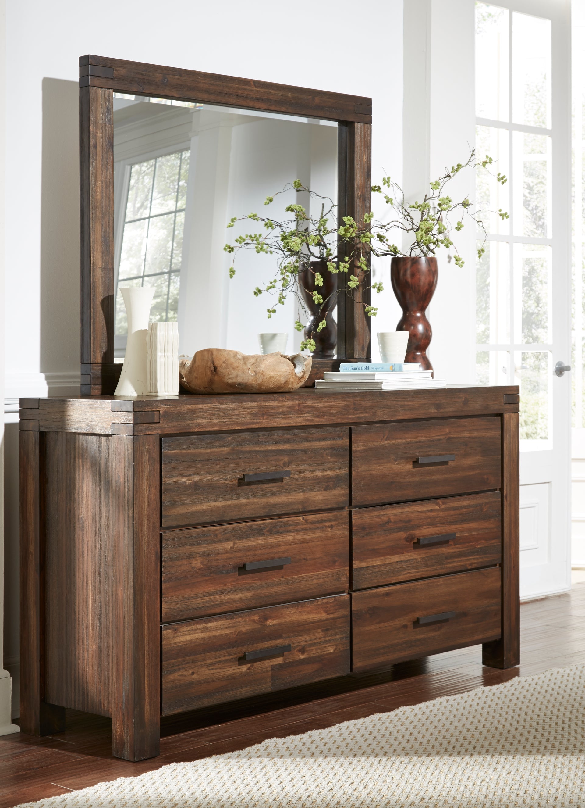 Meadow Six Drawer Solid Wood Dresser in Brick Brown - What A Room