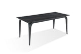 Nicoya Stone Top Rectangular Dining Table in Black Stone and Black Metal - What A Room