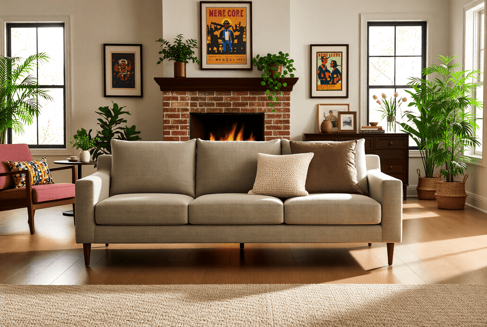 Alex Sofa in mid century living room