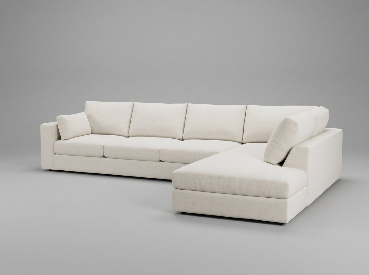 Daphne L Bumper sectional in Elliot Oyster