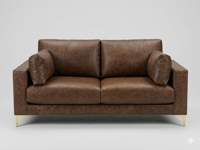 Clearance Daphne Leather Sofa in Saloon Rum from What A  Room