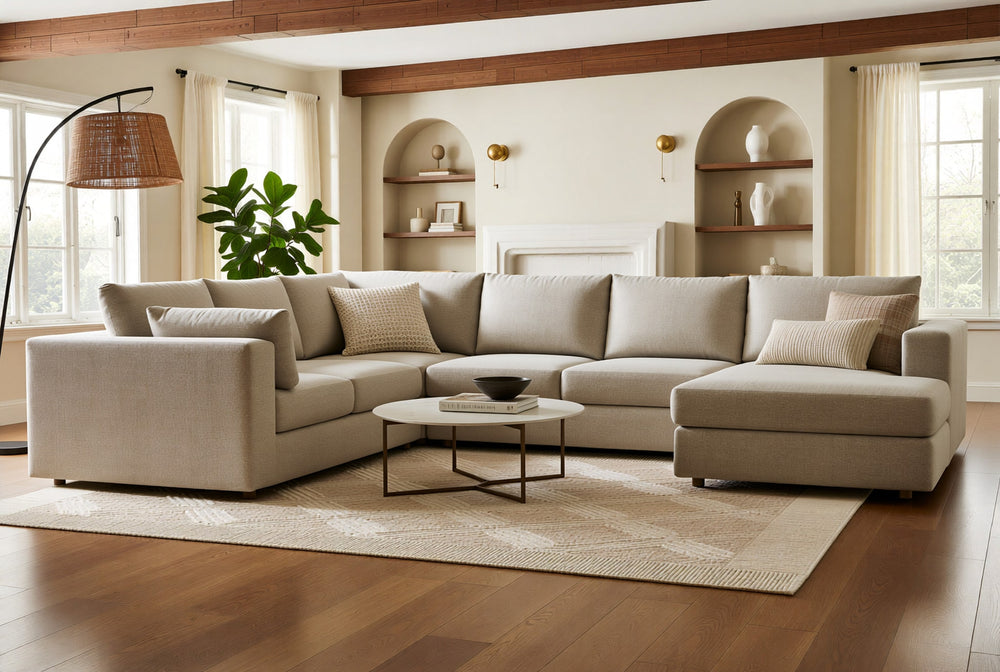 Daphne U Sectional with Chaise in transitional modern living room
